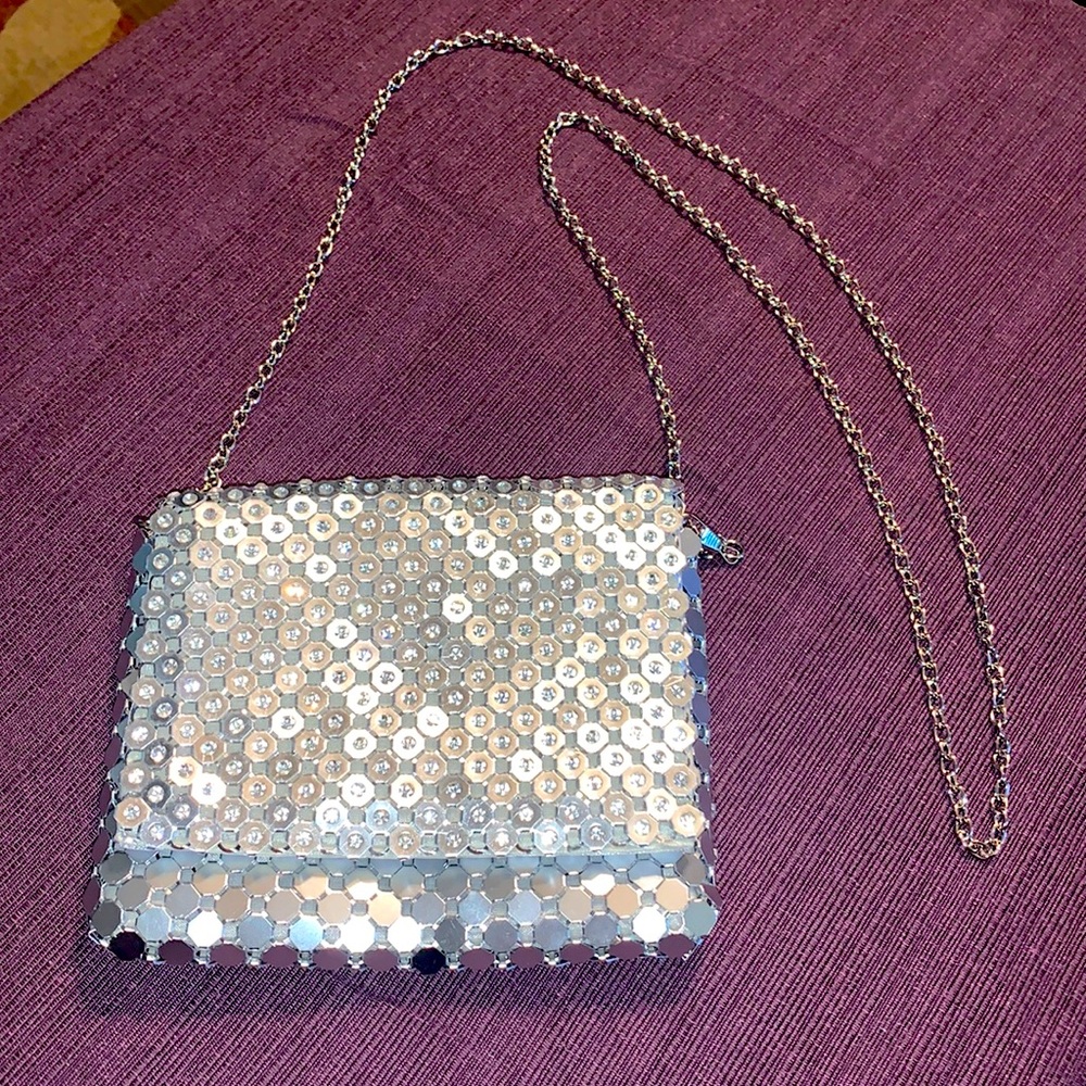Beautiful Sparkly Silver Rhinestone Clutch Purse Shoulder Bag NWOT - Picture 3 of 10